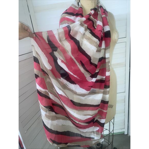 Calvin Klein Scarf Women Pink White Black Block Curves Wrap Sheer Rectangle - Picture 6 of 8